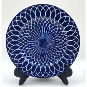 MIKASA LAVINA WHITE Porcelain Salad Plates 8.25" Cobalt Blue Set of 2 HTF